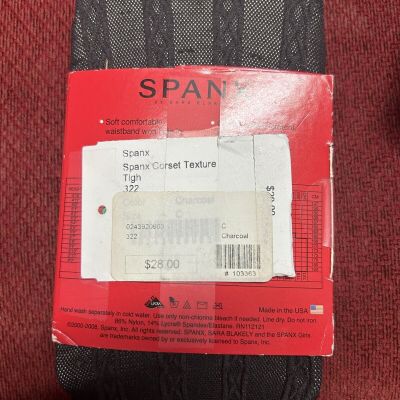 Spanx Tight-End Tights Charcoal  Color Size C Patterned #0228